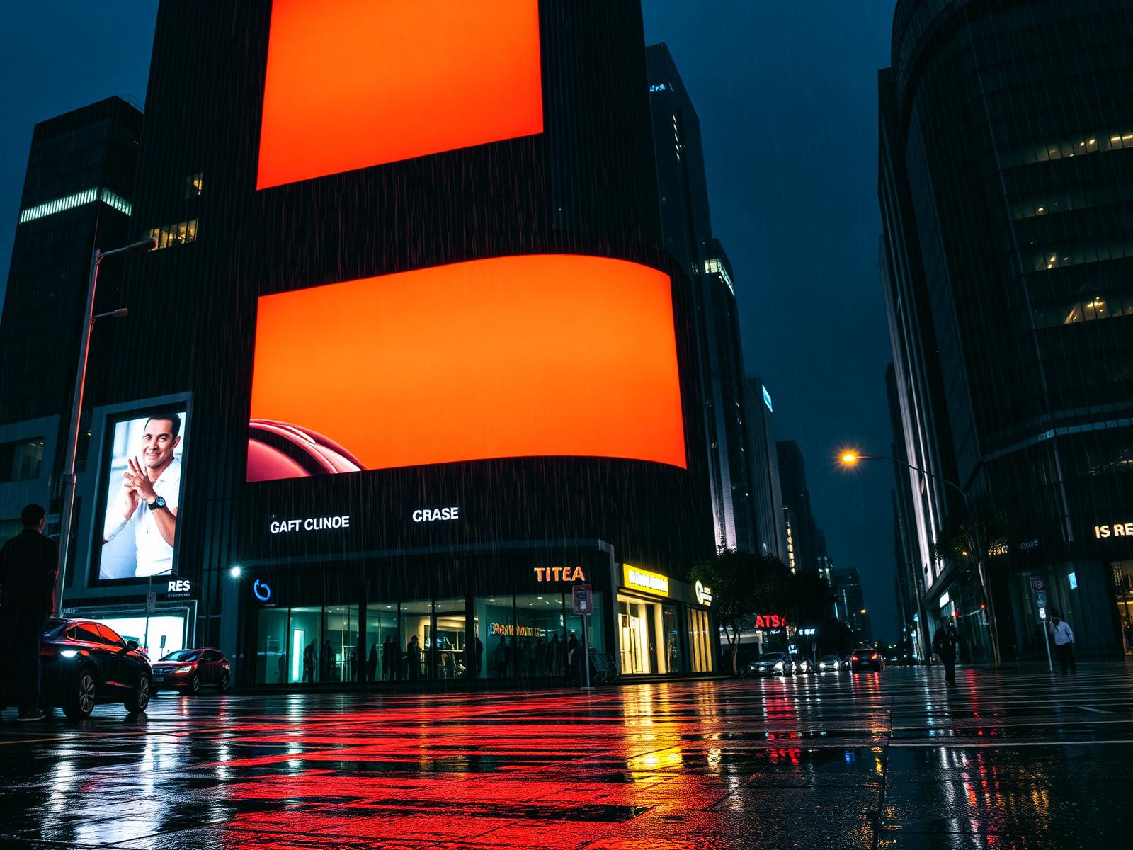 Singapore CBD digital billboard at night